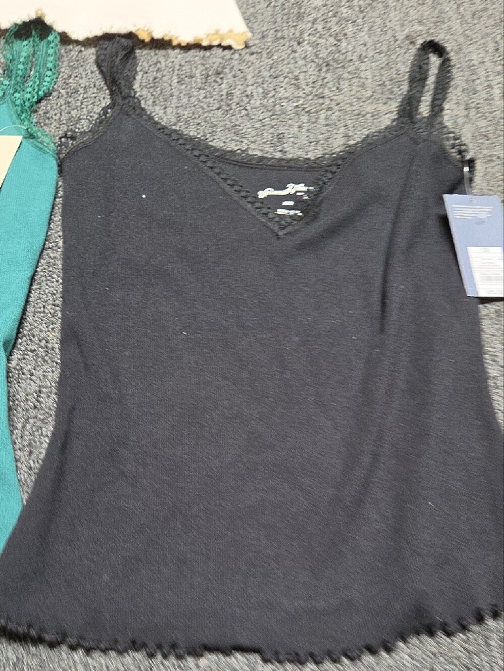 (#1C) Universal Thread Lace-Trim Tank Tops - Black, Teal, Cream - Picture 3 of 9